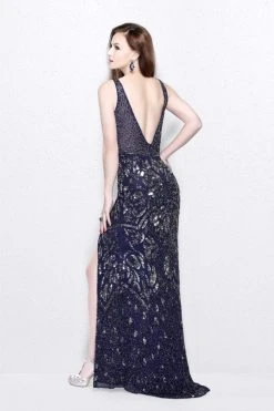 Primavera Couture - Glittering Sleeveless V-Neck Long Dress With Slit 1833 Formal Gowns 13 Primavera Couture - Glittering Sleeveless V-Neck Long Dress With Slit 1833 Formal Gowns