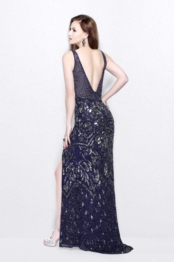 Primavera Couture - Glittering Sleeveless V-Neck Long Dress With Slit 1833 Formal Gowns 8 Primavera Couture - Glittering Sleeveless V-Neck Long Dress With Slit 1833 Formal Gowns