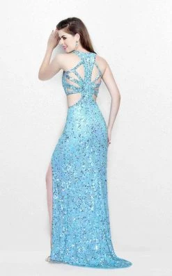 Primavera Couture - Glittering Two Piece Halter Long Gown With Slit 1866 14 Primavera Couture - Glittering Two Piece Halter Long Gown With Slit 1866
