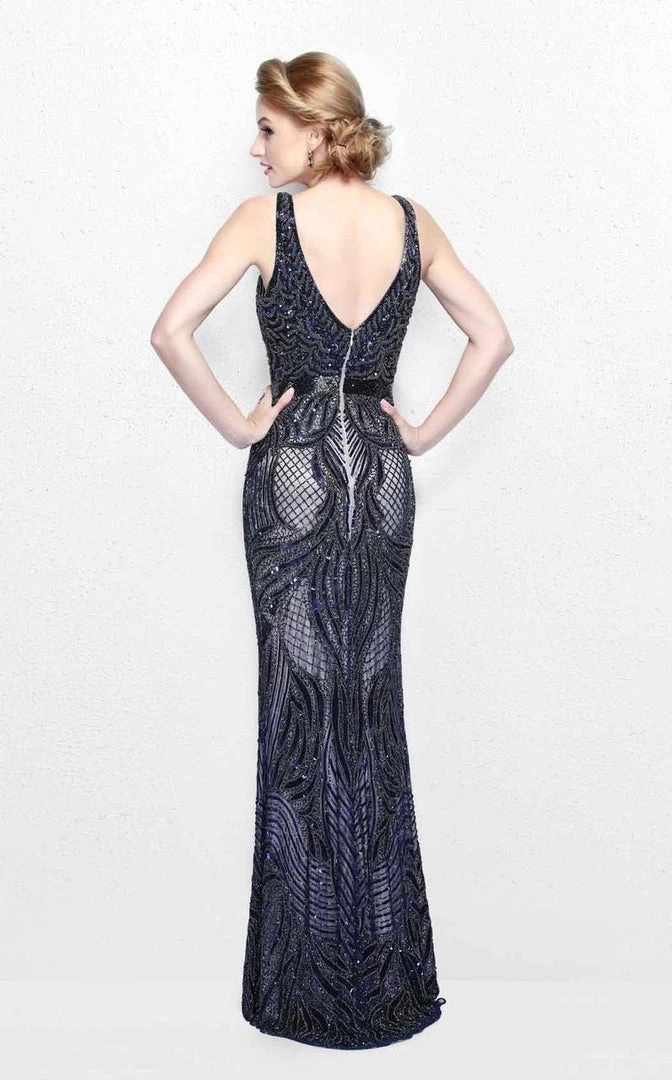 Primavera Couture - Jewel Embellished V-Neck Sheath Dress 1727 6 Primavera Couture - Jewel Embellished V-Neck Sheath Dress 1727