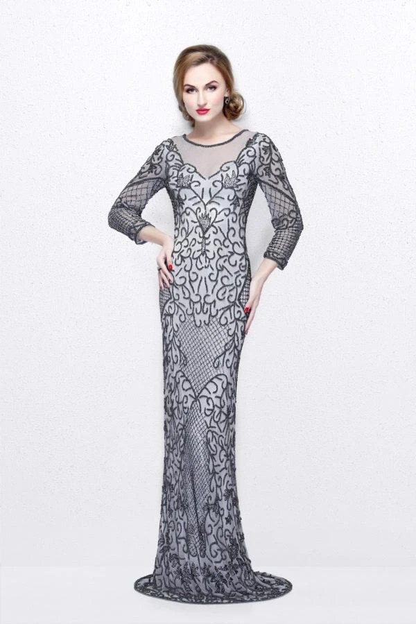 Primavera Couture - Long Fitted Sequined Dress 1749 Formal Gowns 3 Primavera Couture - Long Fitted Sequined Dress 1749 Formal Gowns