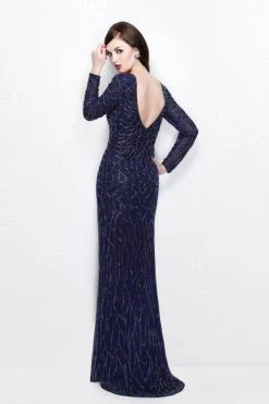 Formal Gowns Primavera Couture - Long Sleeves V-Neck Sequined Gown 1746 7 Formal Gowns Primavera Couture - Long Sleeves V-Neck Sequined Gown 1746