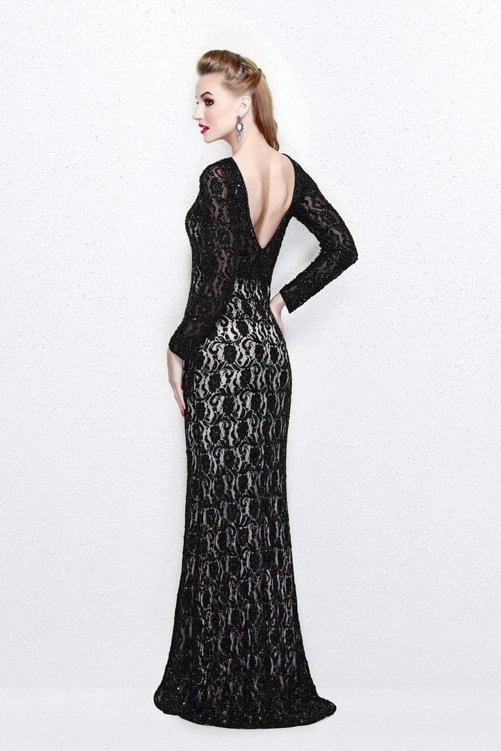 Primavera Couture - Posh Beaded Lace Bateau Illusion Sheath Gown 1710 Formal Gowns 4 Primavera Couture - Posh Beaded Lace Bateau Illusion Sheath Gown 1710 Formal Gowns