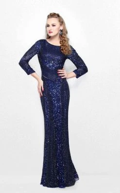 Primavera Couture - Quarter Length Sleeve Sequined Bateau Neck Sheath Dress 1683 11 Primavera Couture - Quarter Length Sleeve Sequined Bateau Neck Sheath Dress 1683