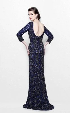 Primavera Couture - Regal Sequined Long Sleeves Bateau Sheath Gown 1747 9 Primavera Couture - Regal Sequined Long Sleeves Bateau Sheath Gown 1747