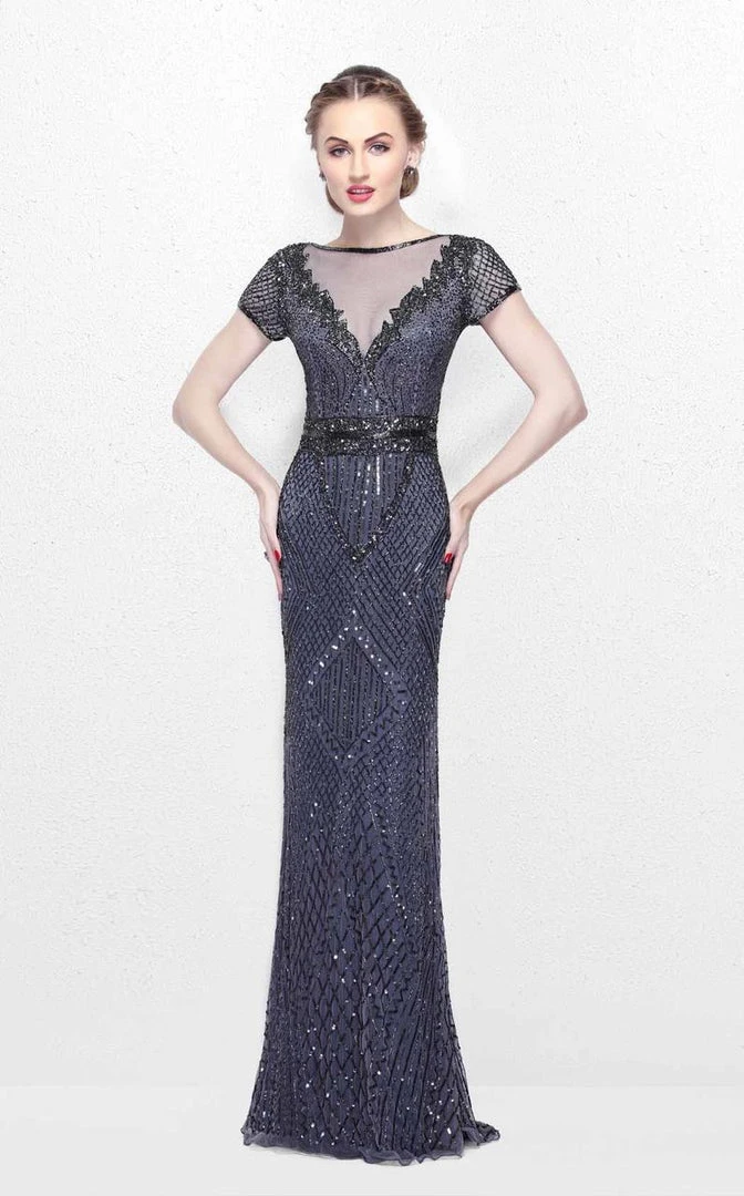 Formal Gowns Primavera Couture - Romantic Embellished Bateau Illusion Sheath Gown 1741 3 Formal Gowns Primavera Couture - Romantic Embellished Bateau Illusion Sheath Gown 1741
