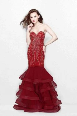 Primavera Couture - Scrumptious Strapless Sweetheart Tiered Mermaid Gown 1854 Formal Gowns
