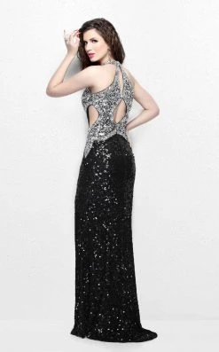 Primavera Couture - Sequined Halter Long Gown With Slit 1842 Formal Gowns