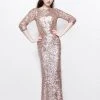 Primavera Couture - Sequined Jewel Sheath Dress 1258