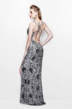 Primavera Couture - Shimmering Floral Printed V Neck Strappy Long Gown 1820 Formal Gowns 9 Primavera Couture - Shimmering Floral Printed V Neck Strappy Long Gown 1820 Formal Gowns