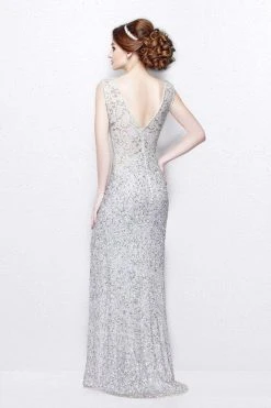 Primavera Couture - Shimmering Lace Bateau Cap Sleeve Sheath Gown 1877 Formal Gowns