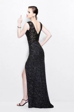 Primavera Couture - Shimmering Lace Bateau Cap Sleeve Sheath Gown 1877 Formal Gowns 13 Primavera Couture - Shimmering Lace Bateau Cap Sleeve Sheath Gown 1877 Formal Gowns