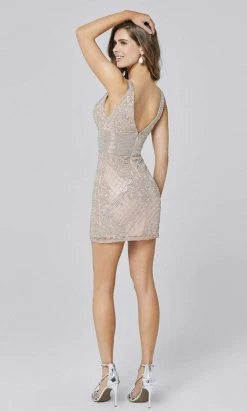 Primavera Couture - Sleeveless Beaded Midriff Fitted Mini Dress 3514SC Cocktail Dresses