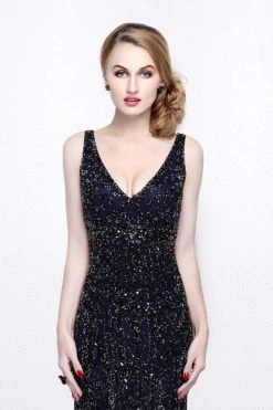 Formal Gowns Primavera Couture - Sleeveless V-Neck Beaded Long Dress 1734 12 Formal Gowns Primavera Couture - Sleeveless V-Neck Beaded Long Dress 1734