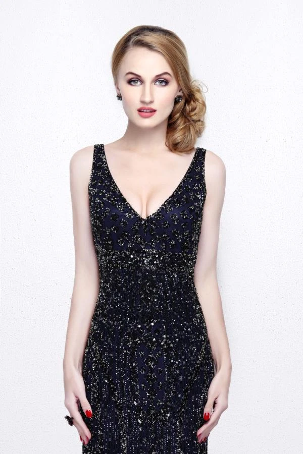 Formal Gowns Primavera Couture - Sleeveless V-Neck Beaded Long Dress 1734 7 Formal Gowns Primavera Couture - Sleeveless V-Neck Beaded Long Dress 1734