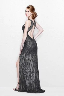 Primavera Couture - Sleeveless V-Neck Long Dress With Slit 1832