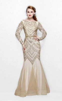 Primavera Couture - Stunning Beaded Long Sleeve Mermaid Gown 1725