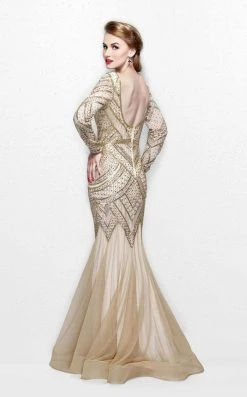 Primavera Couture - Stunning Beaded Long Sleeve Mermaid Gown 1725