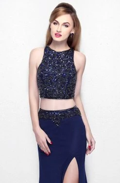 Primavera Couture - Two Piece Halter Long Gown With A Slit 1822 12 Primavera Couture - Two Piece Halter Long Gown With A Slit 1822