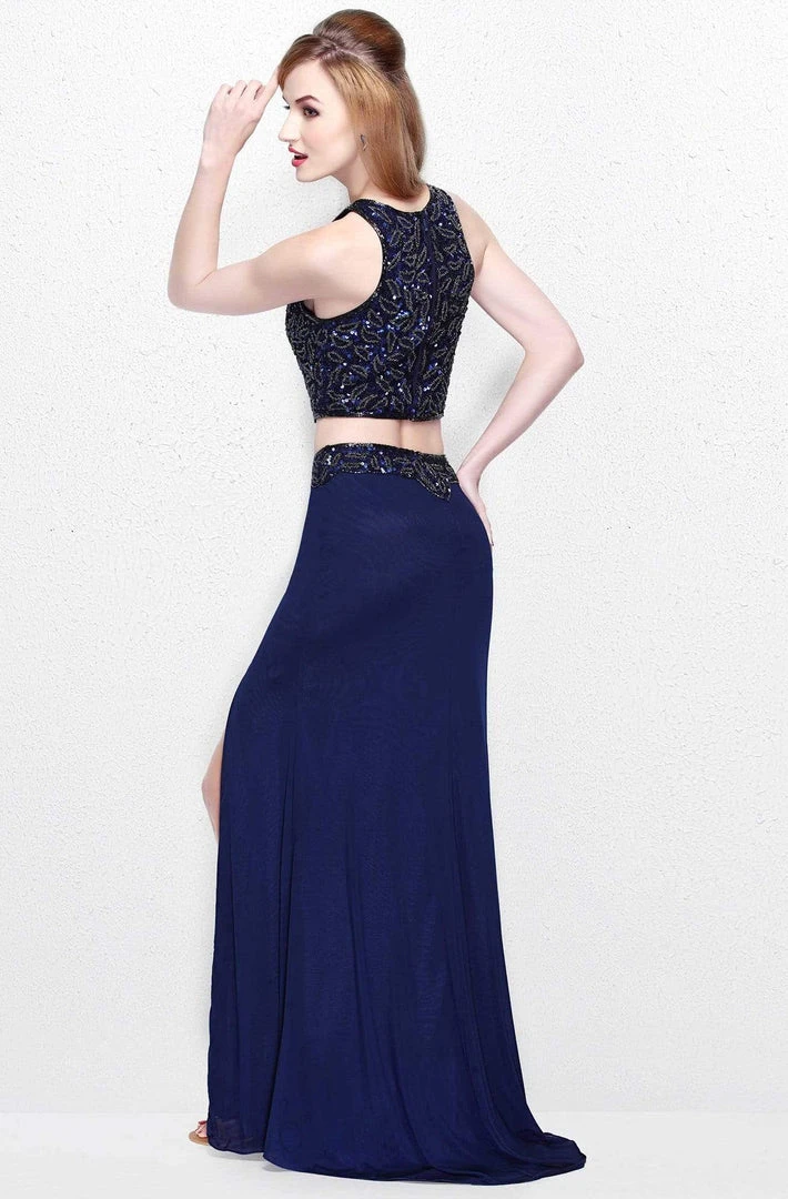 Primavera Couture - Two Piece Halter Long Gown With A Slit 1822 8 Primavera Couture - Two Piece Halter Long Gown With A Slit 1822