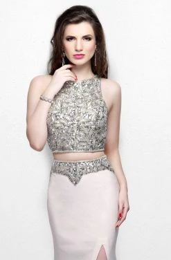 Primavera Couture - Two Piece Halter Long Gown With A Slit 1822 10 Primavera Couture - Two Piece Halter Long Gown With A Slit 1822