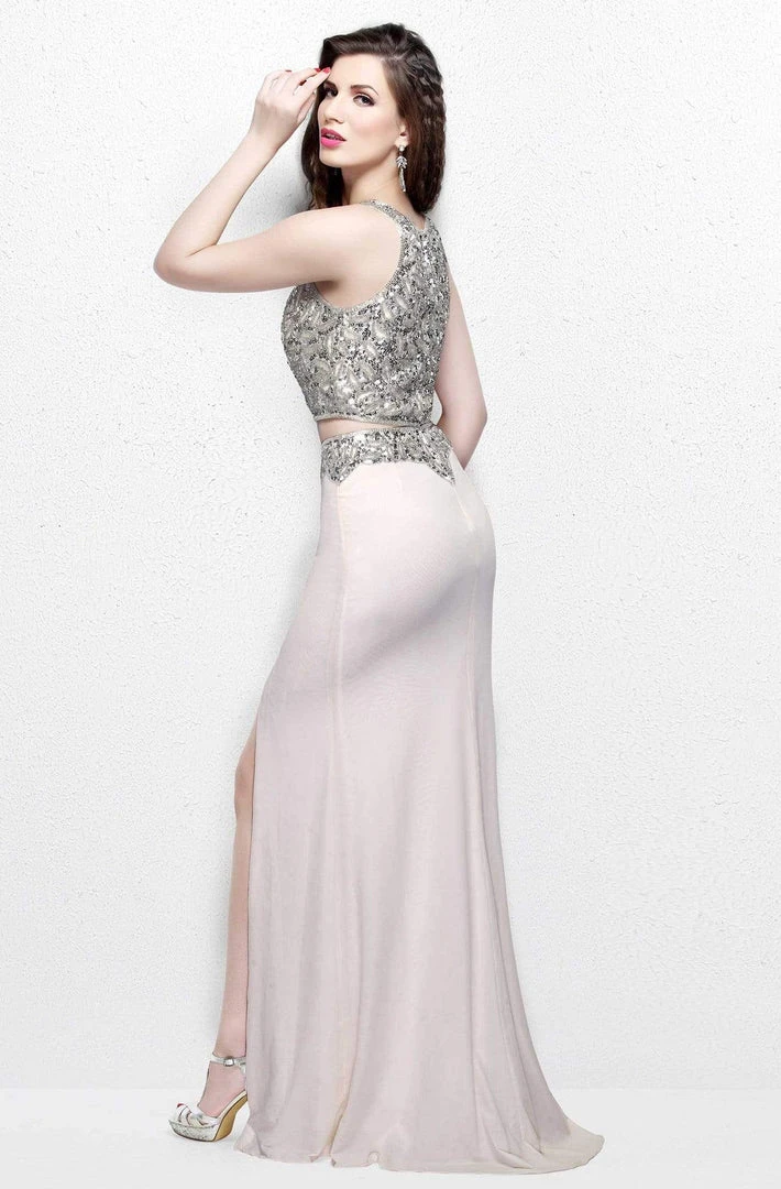 Primavera Couture - Two Piece Halter Long Gown With A Slit 1822 4 Primavera Couture - Two Piece Halter Long Gown With A Slit 1822