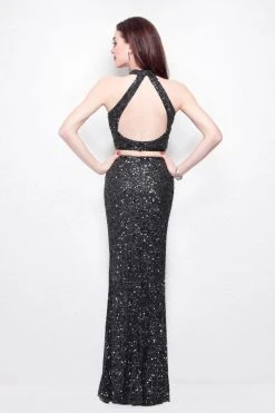 Formal Gowns Primavera Couture - Two-Piece Sequined High Neck Sheath Gown 1546 11 Formal Gowns Primavera Couture - Two-Piece Sequined High Neck Sheath Gown 1546