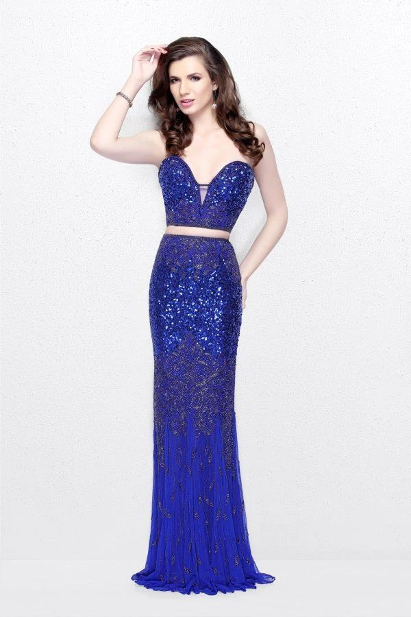 Primavera Couture - Two Piece Sequined Sweetheart Long Sheath Gown 1595 3 Primavera Couture - Two Piece Sequined Sweetheart Long Sheath Gown 1595