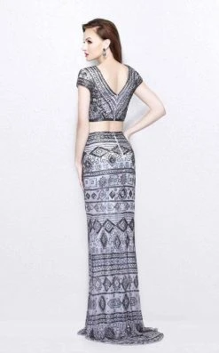 Formal Gowns Primavera Couture - Two Piece V-Neck Long Dress 1864