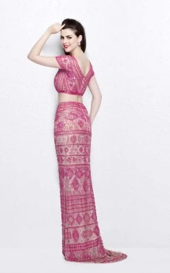 Formal Gowns Primavera Couture - Two Piece V-Neck Long Dress 1864