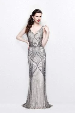 Primavera Couture - V-Neck Beaded Long Dress 1723 Formal Gowns 9 Primavera Couture - V-Neck Beaded Long Dress 1723 Formal Gowns