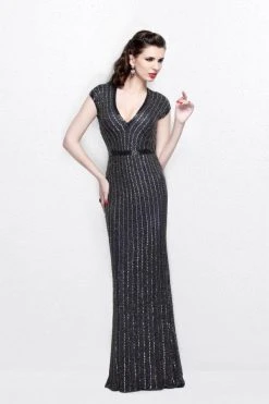 Primavera Couture - V-Neck Sequined Evening Gown 1709 8 Primavera Couture - V-Neck Sequined Evening Gown 1709
