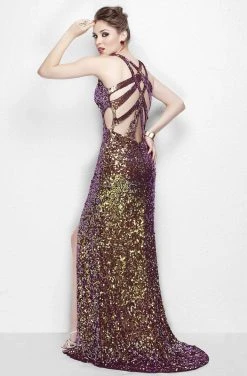 Primavera Couture - Vibrant Sequined Spaghetti Strapped Gown 9877 Formal Gowns 19 Primavera Couture - Vibrant Sequined Spaghetti Strapped Gown 9877 Formal Gowns