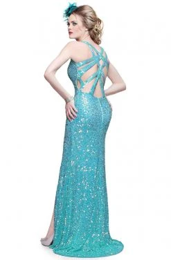 Primavera Couture - Vibrant Sequined Spaghetti Strapped Gown 9877 Formal Gowns 21 Primavera Couture - Vibrant Sequined Spaghetti Strapped Gown 9877 Formal Gowns