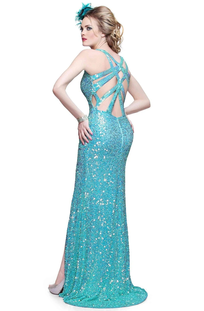 Primavera Couture - Vibrant Sequined Spaghetti Strapped Gown 9877 Formal Gowns 12 Primavera Couture - Vibrant Sequined Spaghetti Strapped Gown 9877 Formal Gowns