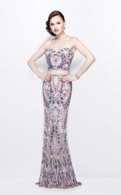 Formal Gowns Primavera Couture - Vibrant Two-Piece Strapless Sweetheart Sheath Gown 1884