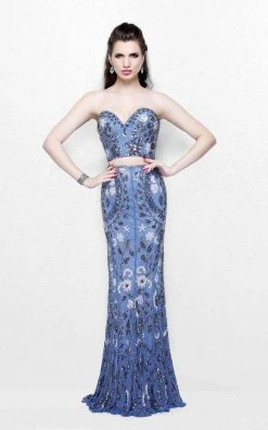 Formal Gowns Primavera Couture - Vibrant Two-Piece Strapless Sweetheart Sheath Gown 1884
