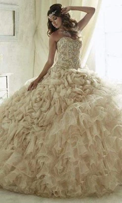 Plus Size Dresses Quinceanera Collection - 26816 Beaded Strapless Tulle Ballgown