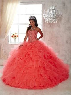 Long Dresses Quinceanera Collection - 26820 Strapless Sweetheart Ruffled Ballgown