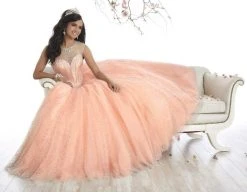 Quinceanera Collection - 26866 Sparkly Illusion Lace Up Back Ballgown Plus Size Dresses