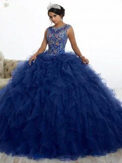 Quinceanera Collection - 26883 Embroidered Ruffled Ballgown