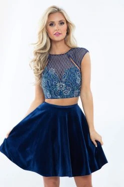 Rachel Allan - 4658 Two Piece Beaded Velvet A-line Dress