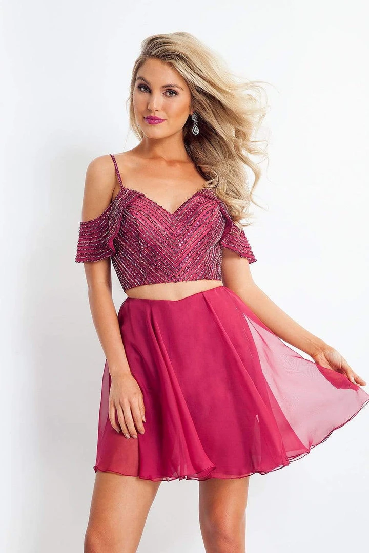 Cocktail Dresses Rachel Allan - 4667 Two Piece Beaded V-neck Chiffon A-line Dress 3 Cocktail Dresses Rachel Allan - 4667 Two Piece Beaded V-neck Chiffon A-line Dress