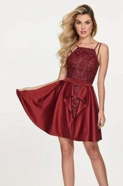 Rachel Allan - 4674 Fully Beaded Matte Satin Dress With Overskirt Cocktail Dresses