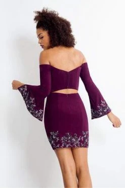 Rachel Allan - 4681 Off-Shoulder Bell Sleeves Dress