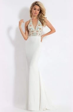Rachel Allan - 6008 Floral Halter Sheath Dress