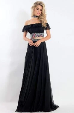 Rachel Allan - 6010 Two-Piece Off Shoulder Floral Chiffon Dress Formal Gowns