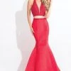 Formal Gowns Rachel Allan - 6019 Beaded Two Piece Halter Trumpet Gown