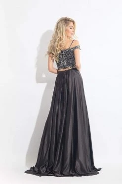 Rachel Allan - 6020 Beaded V-neck A-line Dress