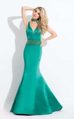 Formal Gowns Rachel Allan - 6022 Plunging V-neck Mermaid Dress